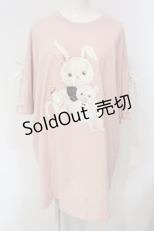 画像: Secret Honey / レースアップうさぎBIG Tシャツ  ピンク O-25-04-24-040-CA-TO-IG-OS