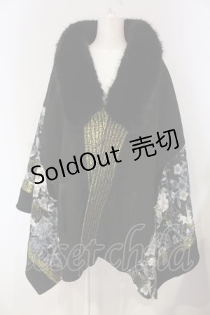 画像: Qutie Frash / ポンチョコート  ブラックｘゴールド O-25-04-24-045-QU-CO-YM-OS