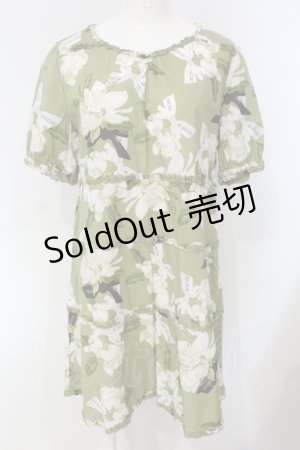 画像: INGEBORG / マグノリアプリントチュニック 4 グリーン O-25-04-24-059-LO-OP-IG-OS