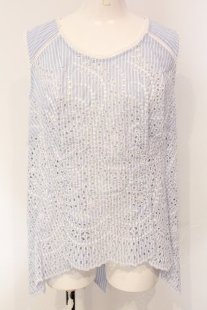 画像: INGEBORG / ストライプフラワー刺繍ノースリーブブラウス 3 サックス O-25-04-24-066-LO-BL-IG-OS