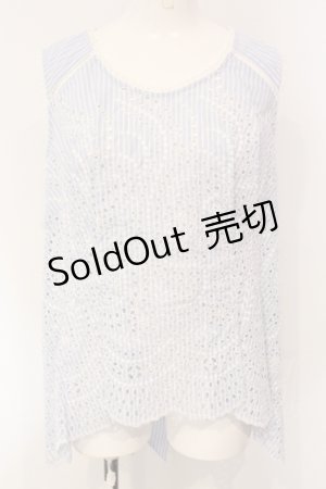 画像: INGEBORG / ストライプフラワー刺繍ノースリーブブラウス 3 サックス O-25-04-24-066-LO-BL-IG-OS