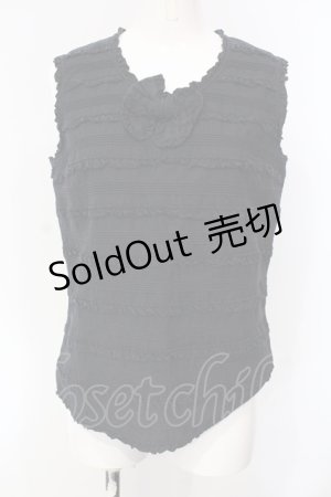画像: INGEBORG / タックフリルノースリーブプルブラウス  クロ O-25-04-24-074-LO-BL-IG-OS