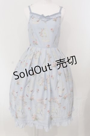 画像: Melody BasKet / 鳥籠と薔薇のジャンパースカート  サックス O-25-04-26-024-LO-OP-IG-OS