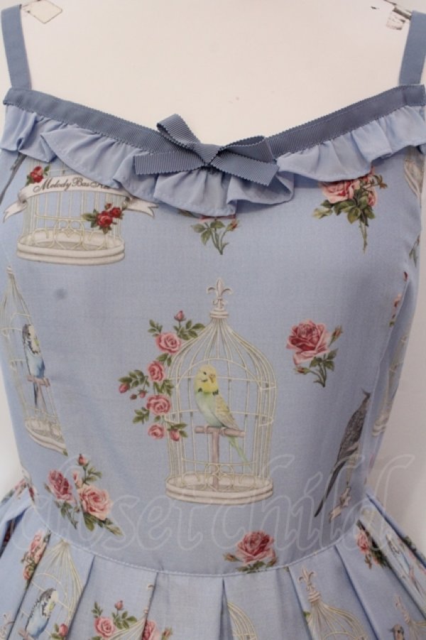 画像2: Melody BasKet / 鳥籠と薔薇のジャンパースカート  サックス O-25-04-26-024-LO-OP-IG-OS (2)
