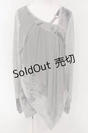 画像: Rozen Kavalier / 異素材ドレープカットソー  グレー O-25-04-26-031-OO-TO-OW-OS