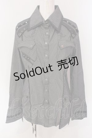 画像: Ozz Croce / パイピング総柄ブラウス  ブラック O-25-04-26-034-OO-BL-OW-OS