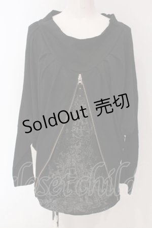 画像: Ozz Croce / レイヤード風ZIPライントップス  ブラック O-25-04-26-040-OO-TO-OW-ZI