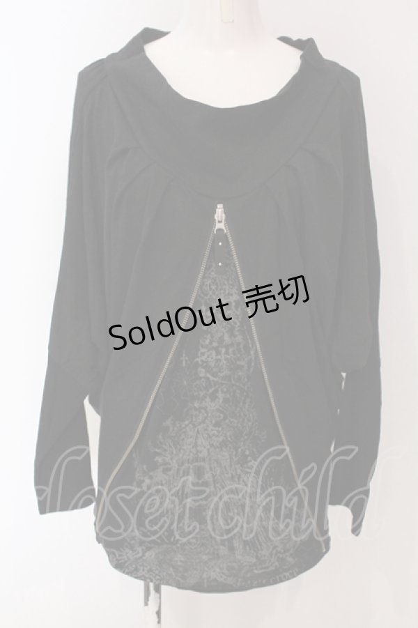 画像1: Ozz Croce / レイヤード風ZIPライントップス  ブラック O-25-04-26-040-OO-TO-OW-ZI (1)