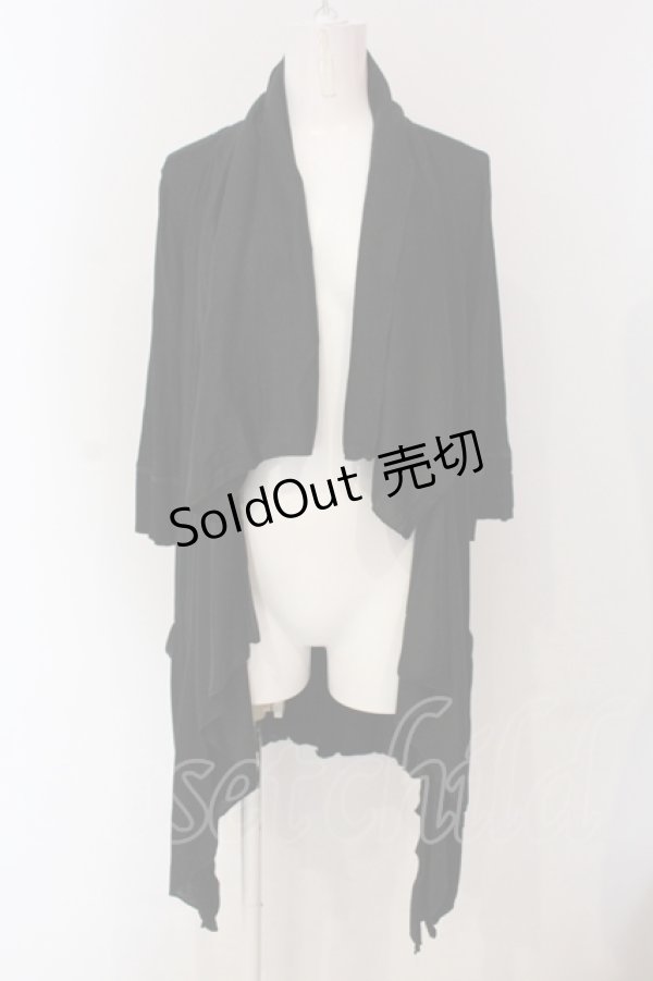 画像1: Rozen Kavalier / テレコ切り替えドレープカーディガン  ブラック O-25-04-26-044-OO-TO-OW-ZI (1)