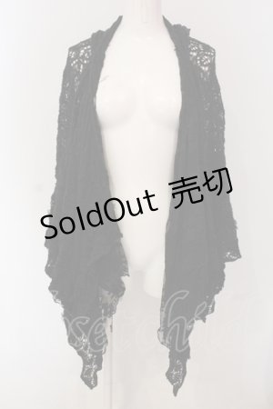 画像: axes femme / レース使い透かしニットフーデイーカーデ M クロ O-25-04-26-049-AX-TO-IG-OS