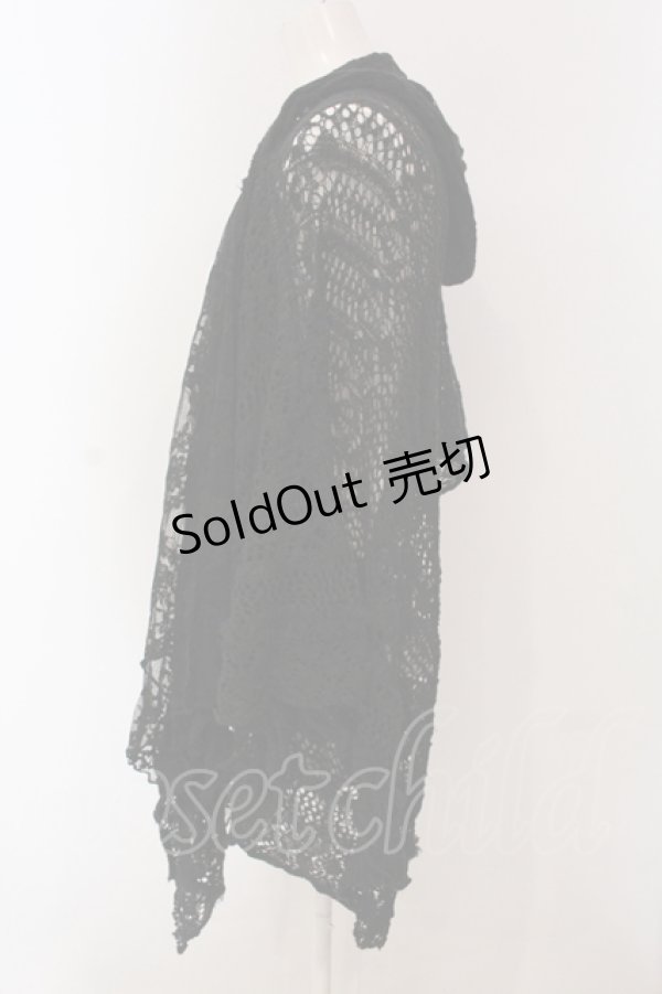 画像2: axes femme / レース使い透かしニットフーデイーカーデ M クロ O-25-04-26-049-AX-TO-IG-OS (2)
