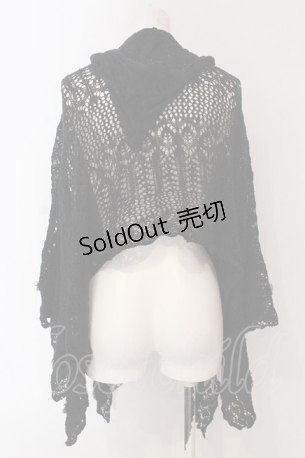 画像3: axes femme / レース使い透かしニットフーデイーカーデ M クロ O-25-04-26-049-AX-TO-IG-OS (3)