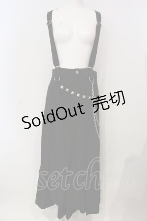 画像: ALGONQUINS / スタッズフラップサスペンダーワイドパンツ  ブラック O-25-04-26-006-AL-PA-IG-OS