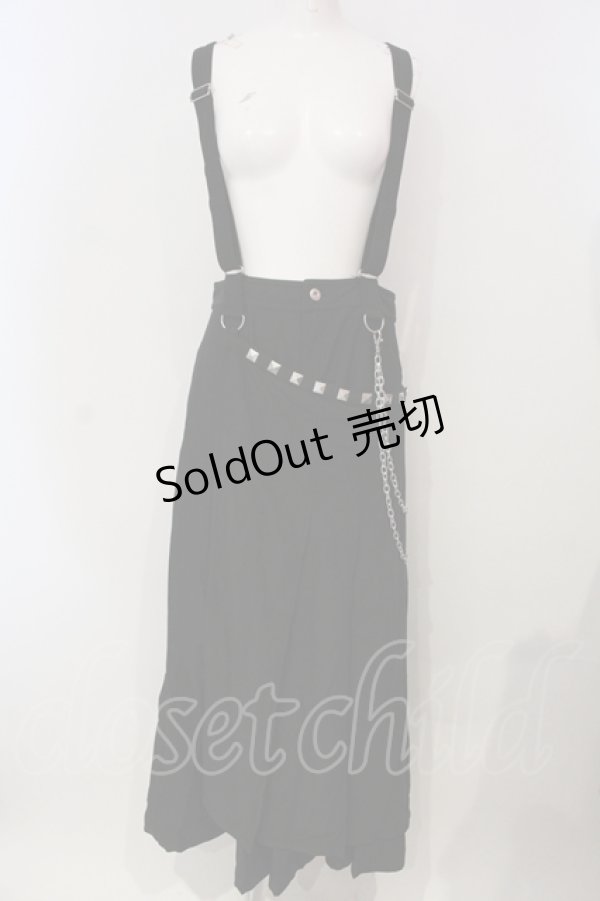 画像1: ALGONQUINS / スタッズフラップサスペンダーワイドパンツ  ブラック O-25-04-26-006-AL-PA-IG-OS (1)
