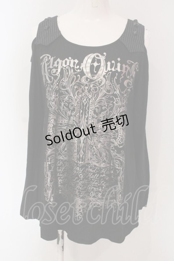 画像1: ALGONQUINS / クロスプリントAラインタンク  ブラック O-25-04-26-051-AL-TO-IG-OS (1)