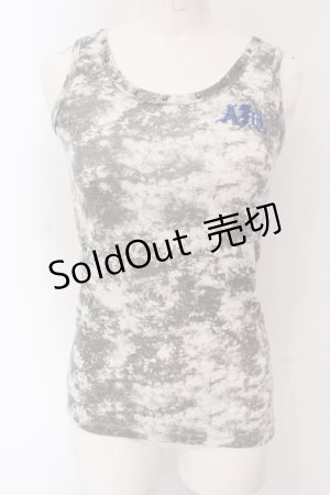 画像: ALGONQUINS / ラメロゴ刺繍タンク  ホワイト×グレー×ブルー O-25-04-26-052-AL-TO-IG-OS