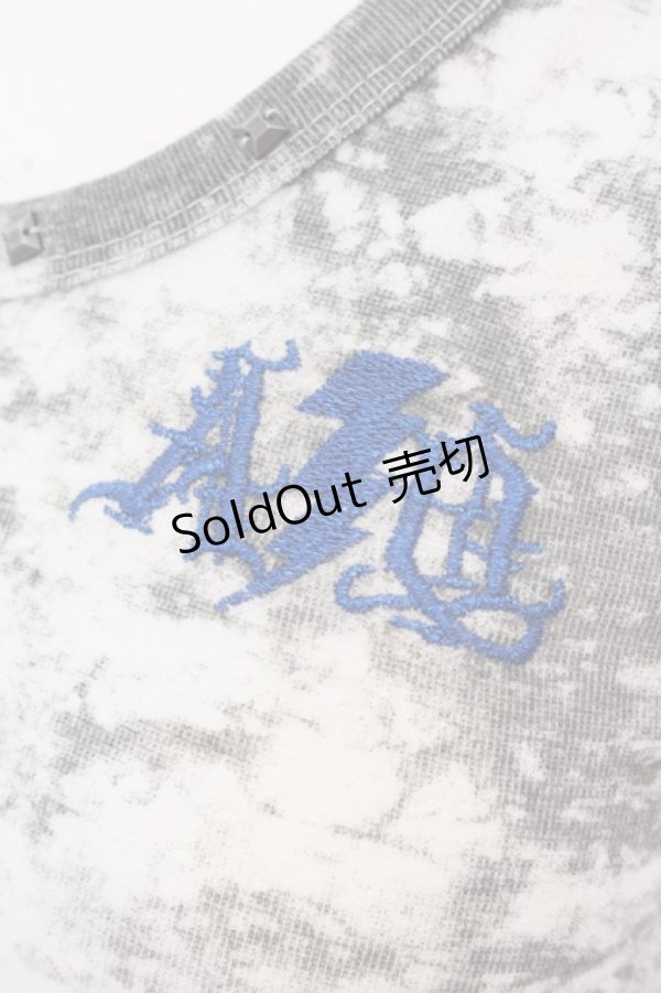画像2: ALGONQUINS / ラメロゴ刺繍タンク  ホワイト×グレー×ブルー O-25-04-26-052-AL-TO-IG-OS (2)
