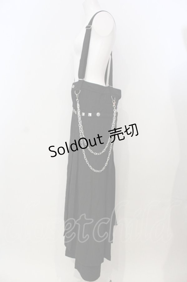 画像2: ALGONQUINS / スタッズフラップサスペンダーワイドパンツ  ブラック O-25-04-26-006-AL-PA-IG-OS (2)