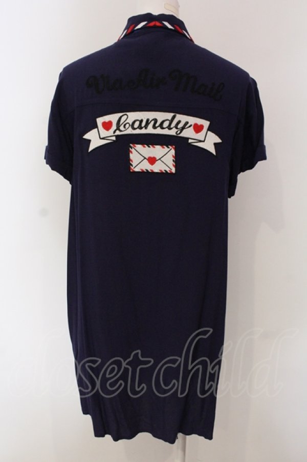 画像4: Candy Stripper / ハートワッペンシャツワンピース  ネイビー O-25-04-26-064-PU-OP-IG-OS (4)