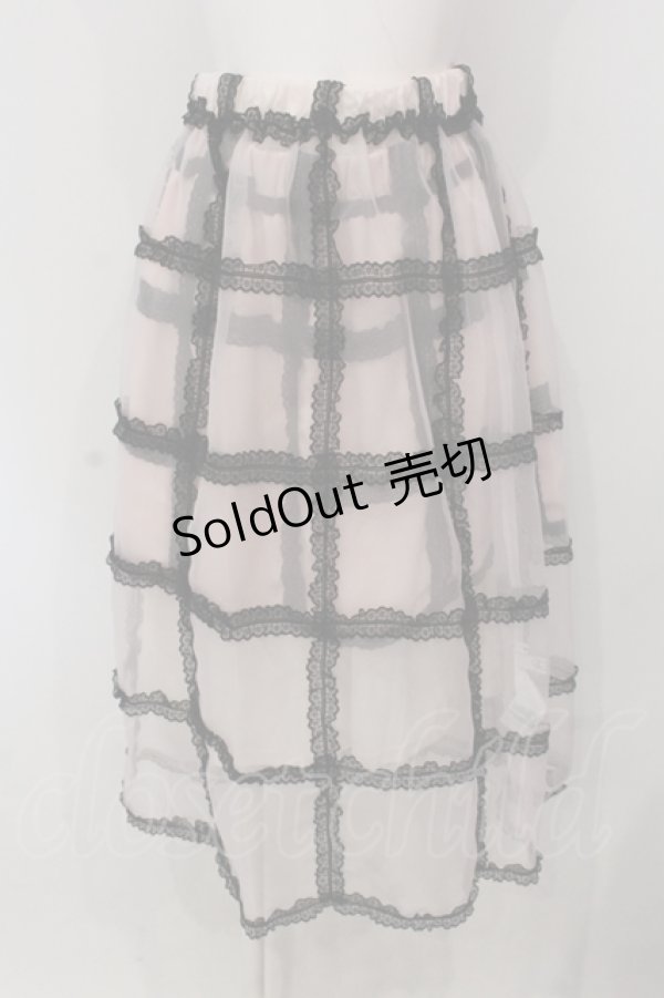 画像1: E hyphen world gallery / レースチェックオーガンジーミディスカート  ピンク O-25-04-26-067-LO-SK-IG-OS (1)