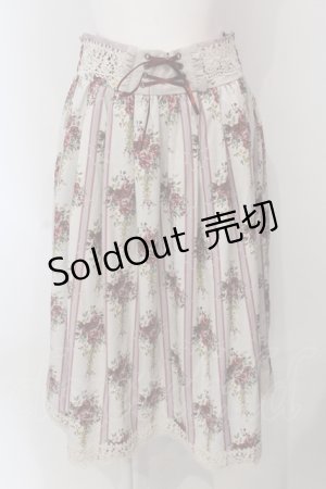 画像: axes femme / シャンデリアフラワー柄スカート F アイボリー×ピンク O-25-04-26-076-AX-SK-IG-OS