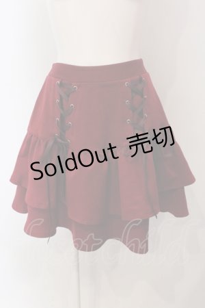 画像: axes femme POETIQUE / レースアップフリルスカート M ワイン O-25-04-26-078-AX-SK-OW-OS