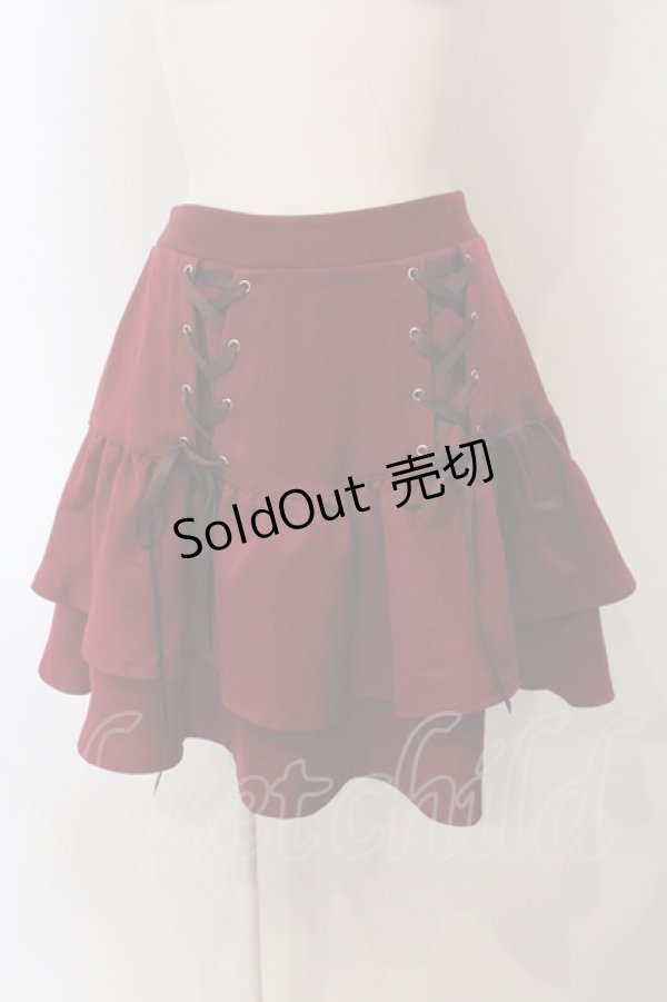 画像1: axes femme POETIQUE / レースアップフリルスカート M ワイン O-25-04-26-078-AX-SK-OW-OS (1)