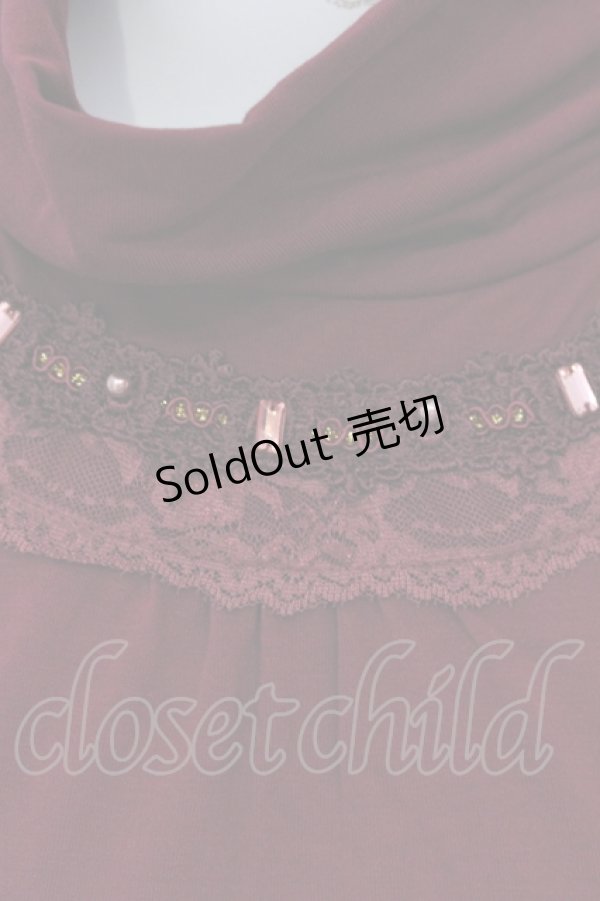 画像2: 【SALE】axes femme / ハシゴレース使いタートル M ワイン O-25-04-26-085-AX-TO-OW-ZT459 (2)