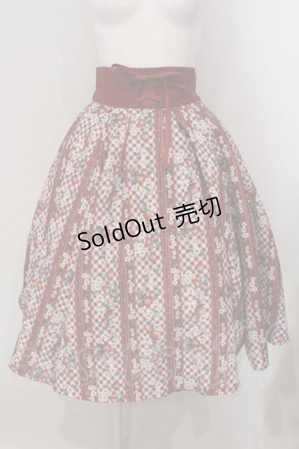 画像1: axes femme / ストロベリーチェック柄スカート F アカ O-25-04-26-017-AX-SK-OW-OS (1)