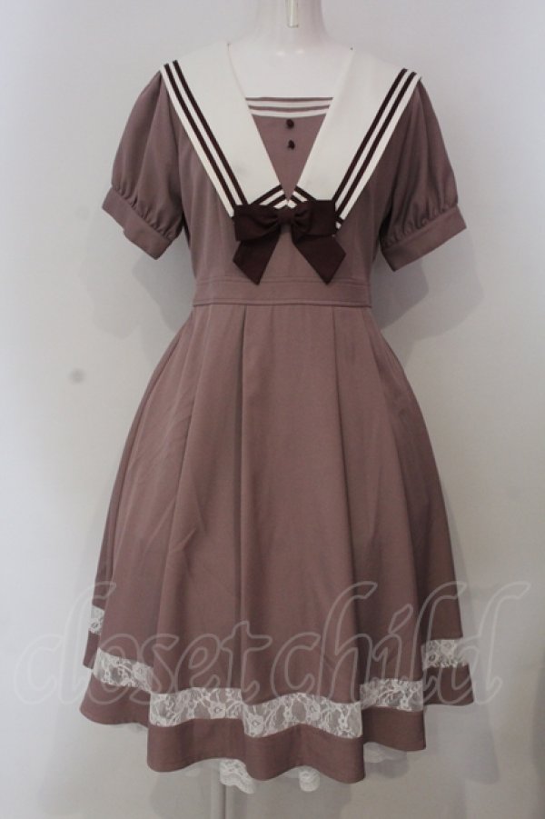 画像1: axes femme POETIQUE / クラシックセーラーワンピース M ピンク O-25-04-26-019-AX-OP-IG-OS (1)