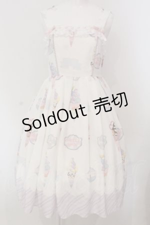 画像: axes femme kawaii / アイス柄ジャンパースカート  シロ O-25-04-26-021-AX-OP-IG-OS