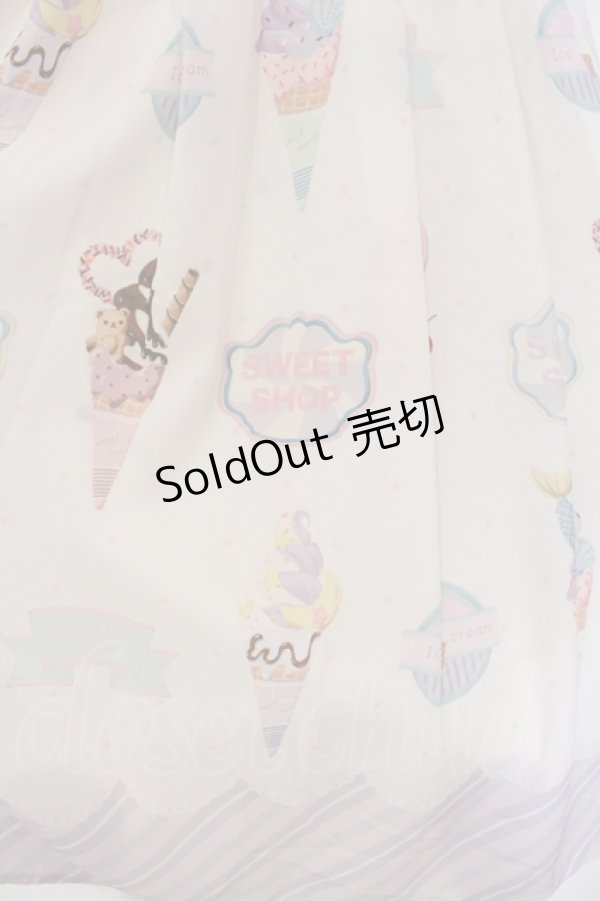 画像3: axes femme kawaii / アイス柄ジャンパースカート  シロ O-25-04-26-021-AX-OP-IG-OS (3)