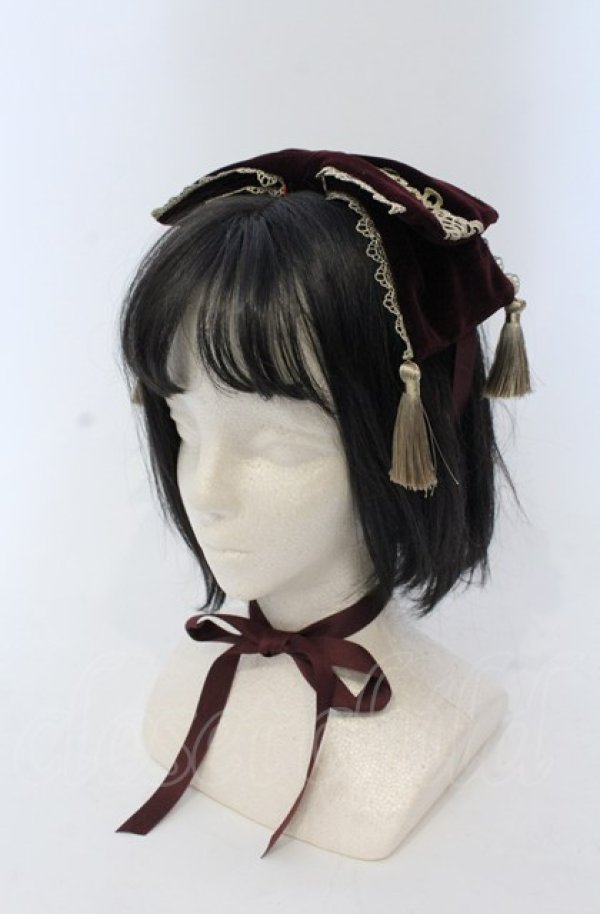 画像1: axes femme kawaii / タッセル付リボンヘッドドレス  ワイン O-25-04-27-035-AX-AC-OW-OS (1)