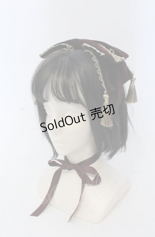 画像1: axes femme kawaii / タッセル付リボンヘッドドレス  ワイン O-25-04-27-035-AX-AC-OW-OS (1)
