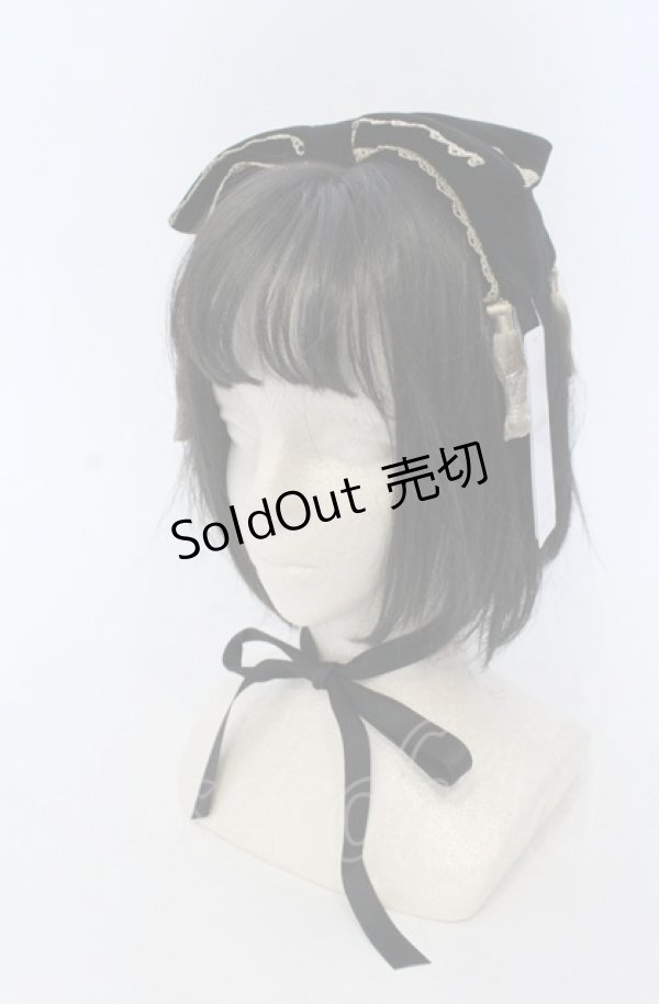 画像1: axes femme kawaii / タッセル付リボンヘッドドレス  クロ O-25-04-27-036-AX-AC-OW-OS (1)