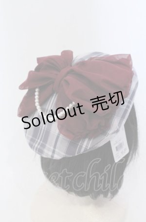 画像: axes femme / パール付リボンチェックベレー  ラベンダー O-25-04-27-037-AX-AC-OW-OS