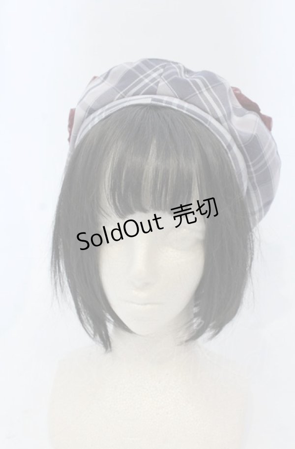 画像2: axes femme / パール付リボンチェックベレー  ラベンダー O-25-04-27-037-AX-AC-OW-OS (2)