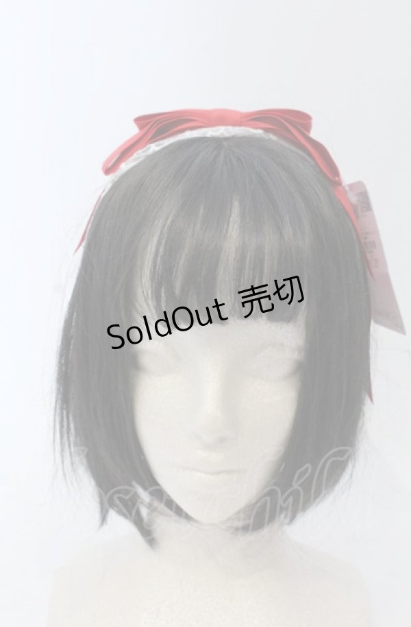 画像2: axes femme kawaii / レースリボンカチューシャ  アカ O-25-05-29-1005-AX-AC-OW-ZT394-F006 (2)