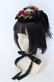 画像1: corgi-corgi / チュール付き円形ヘッドドレス  ブラック×レッド O-25-04-27-043-GO-AC-OW-OS (1)