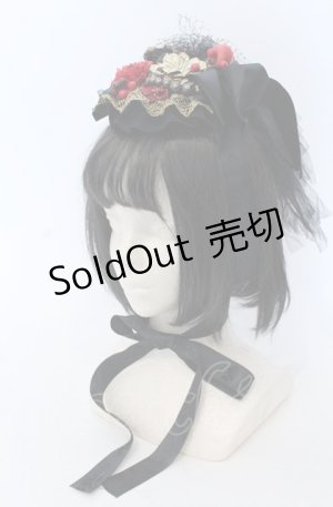 画像: 【SALE】corgi-corgi / チュール付き円形ヘッドドレス  ブラック×レッド O-25-04-27-043-GO-AC-OW-ZT305