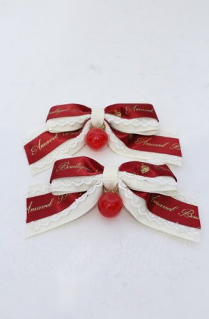 画像: Amavel / Apple Cherryリボンクリップ  アイボリー×アカ O-25-04-27-056-CA-AC-IG-OS