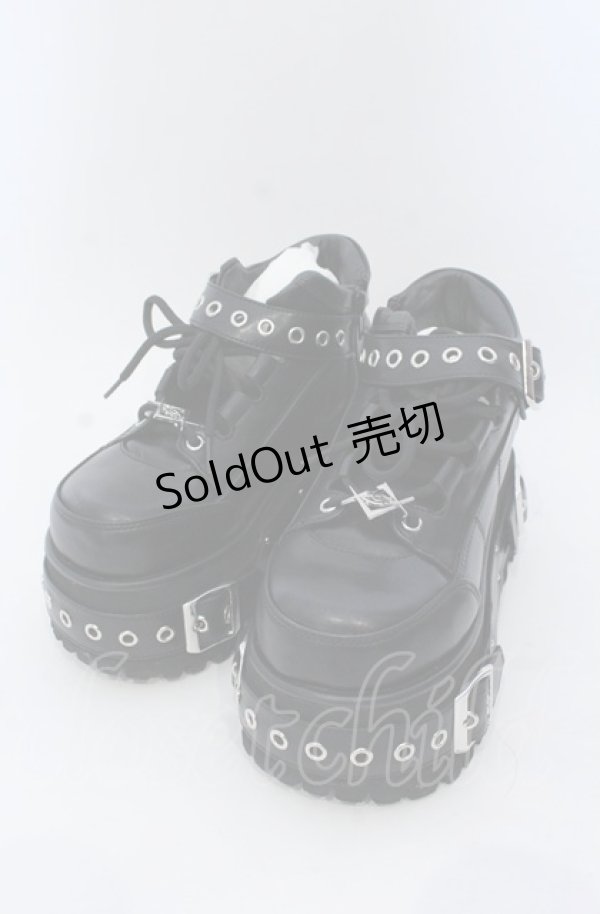 画像1: REFLEM / ボンテージデザインプラットフォームシューズ 23ｃｍ ブラック O-25-04-27-092-PU-SH-OW-ZT-K003 (1)
