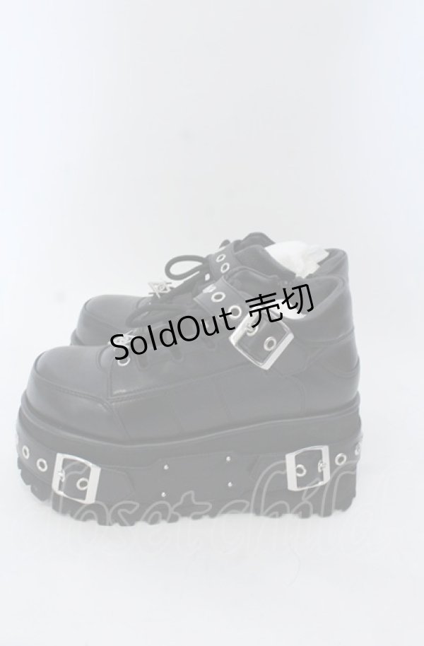 画像2: REFLEM / ボンテージデザインプラットフォームシューズ 23ｃｍ ブラック O-25-04-27-092-PU-SH-OW-ZT-K003 (2)