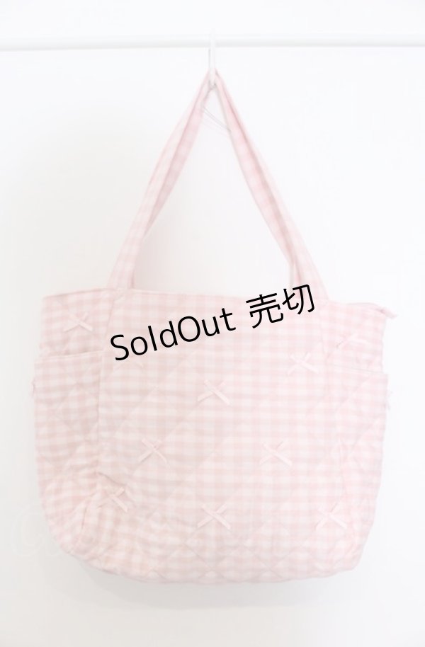 画像1: m petit by misako / AMリボンキルトCHECKバッグ  ピンク O-25-04-27-010-LO-BG-IG-ZT-K020 (1)