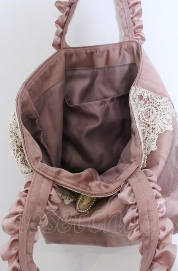 画像3: Maison de FLEUR / カメオレースフリルハンドルトートバッグ  ピンク O-25-04-27-013-LO-BG-IG-OS (3)