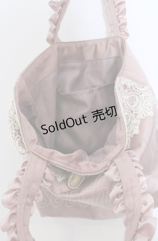 画像3: Maison de FLEUR / カメオレースフリルハンドルトートバッグ  ピンク O-25-04-27-013-LO-BG-IG-ZT-K021 (3)