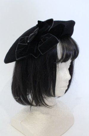 画像: Jane Marple / ドレープリボンベレー帽  クロ O-25-04-27-026-JM-AC-IG-OS