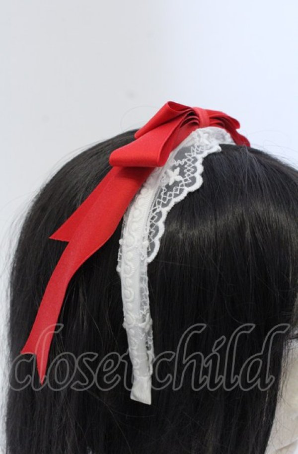 画像2: axes femme kawaii / レースリボンカチューシャ  アカ×シロ O-25-04-27-032-AX-AC-IG-OS (2)