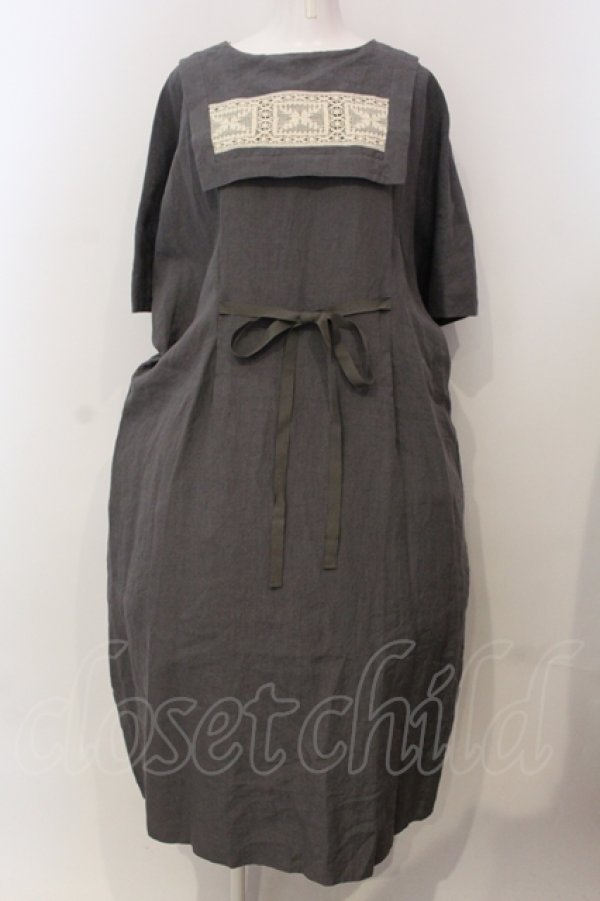 画像1: Jane Marple Dans Le Salon / Belgian linen puritan dress M グレー O-25-04-28-060-JM-OP-IG-OS (1)