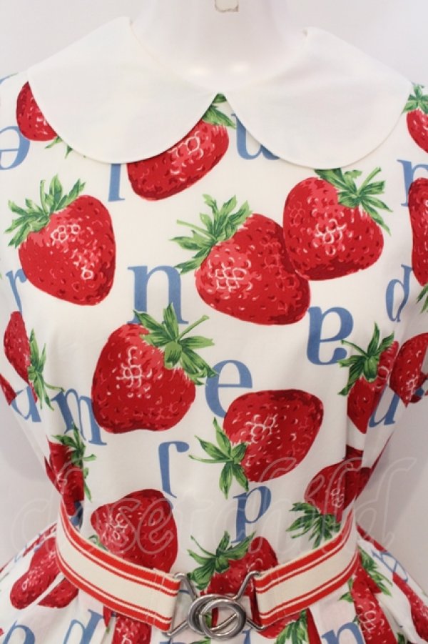 画像2: Jane Marple / Strawberry Meets Logoのワンピース M シロ O-25-04-28-007-JM-OP-OW-OS (2)